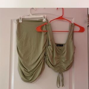 SHEIN Olive Ruched Top